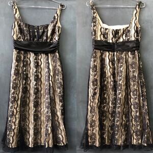 Black Lace Dress, Y2K, Size 8 Niki by Niki Livas, Empire Waist